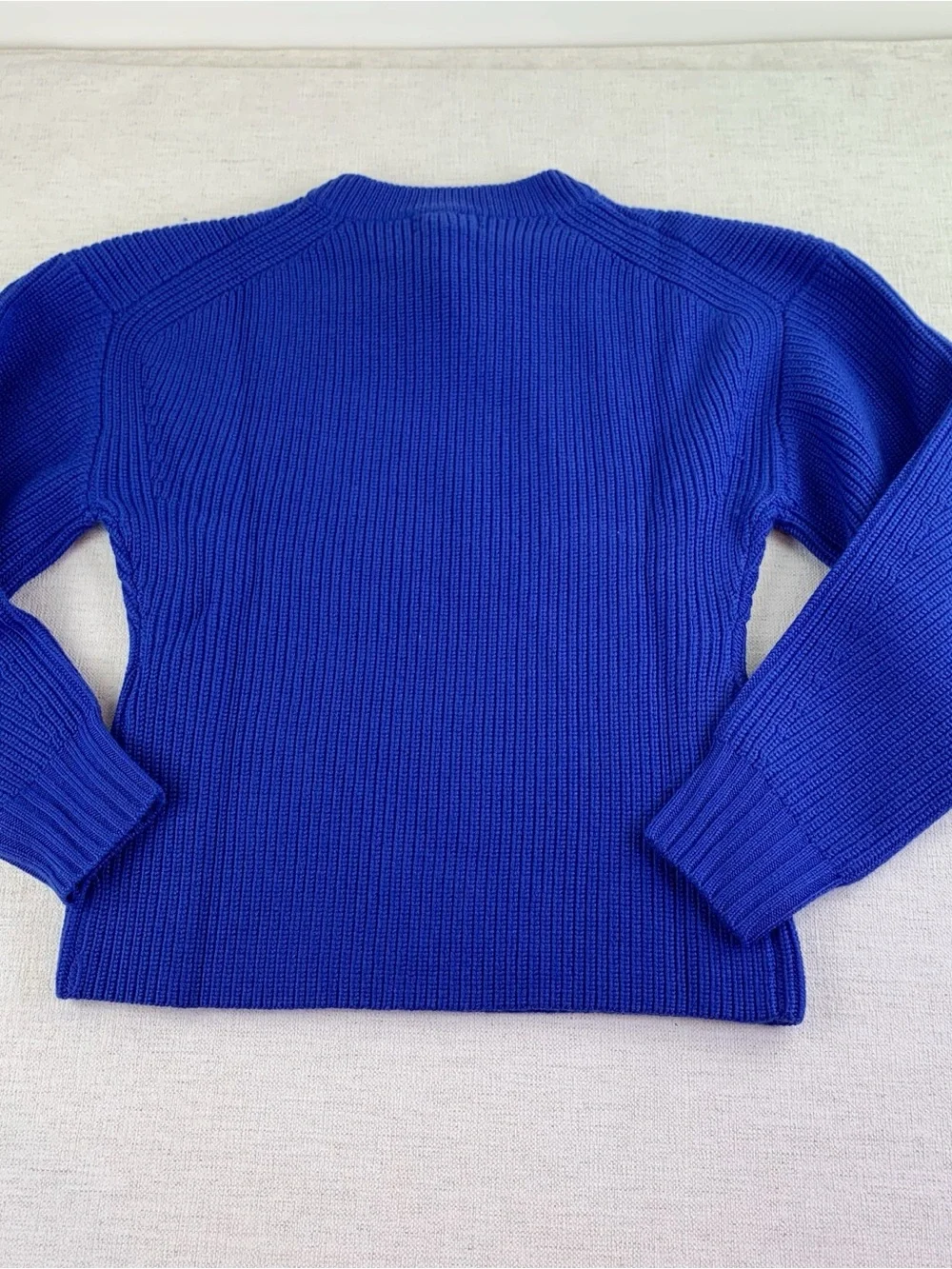 J crew women's S Fitted-waist crewneck sweater in ribbed merino wool long sleeve